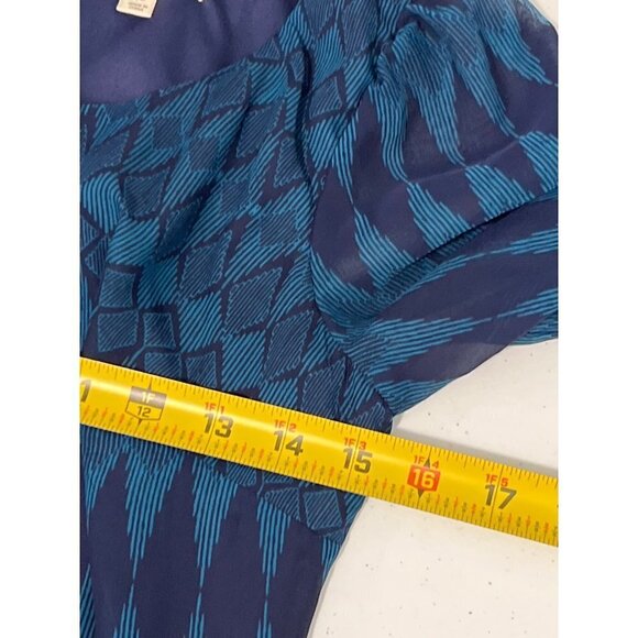 Love, Fire Shift Dress Size XS Sheer Overlay Lined Back Zipper Jewel Blue - Picture 8 of 12